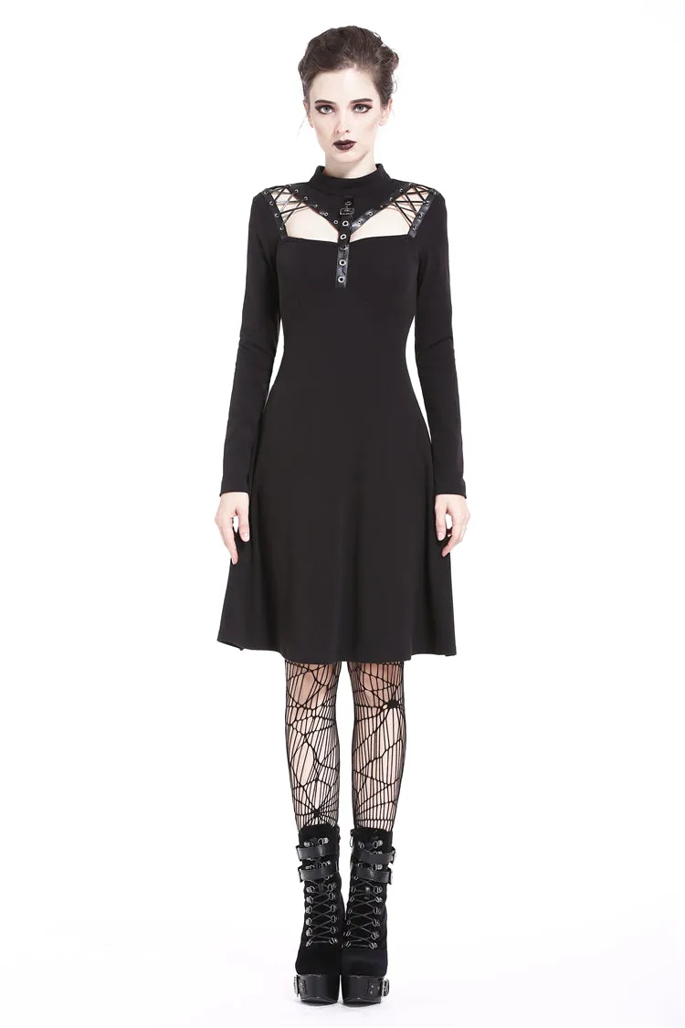 Punk cool hollow lace-up midi dress DW208