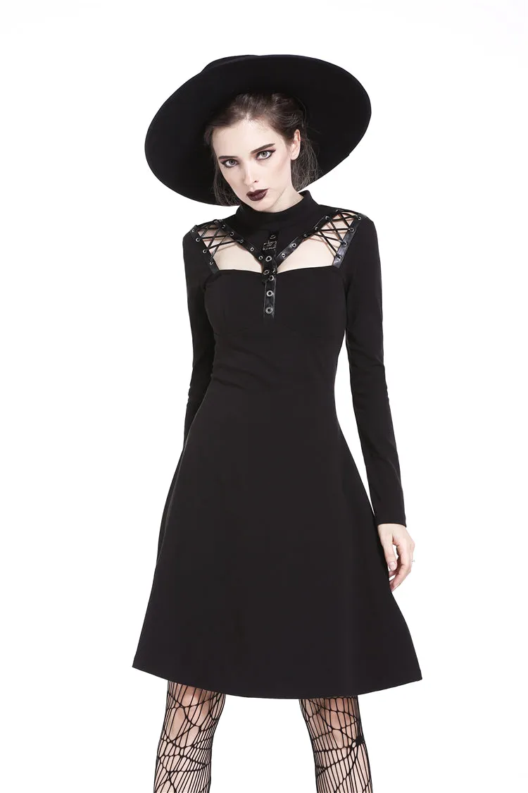 Punk cool hollow lace-up midi dress DW208