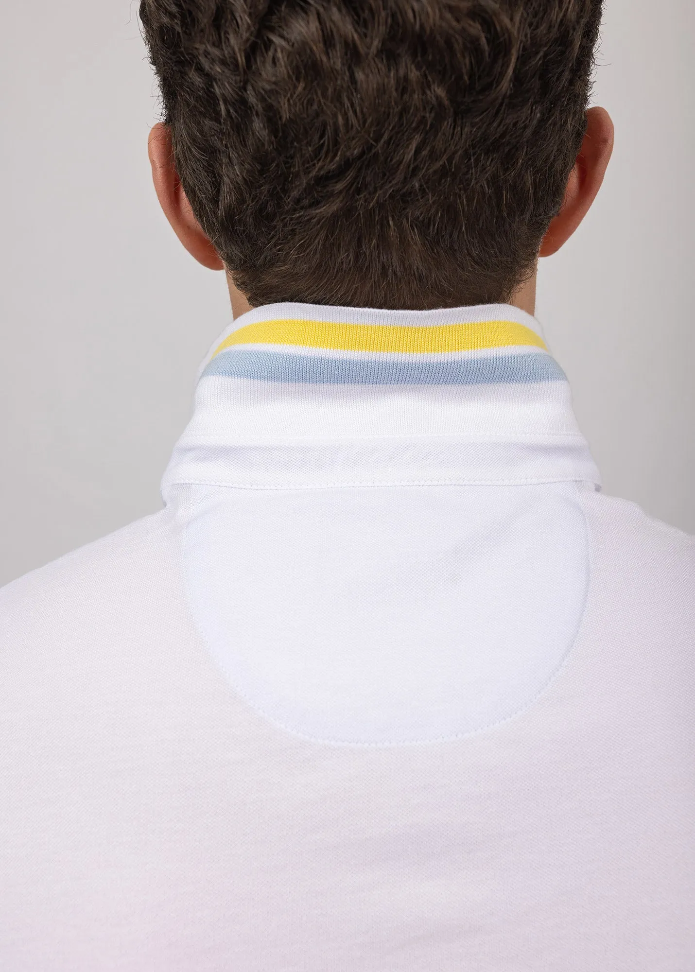 Rayan polo shirt in cotton stretch - pique knit, embroidered (BLANC)