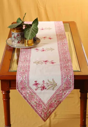 Rosy Bud Hand Block Print Table Runner