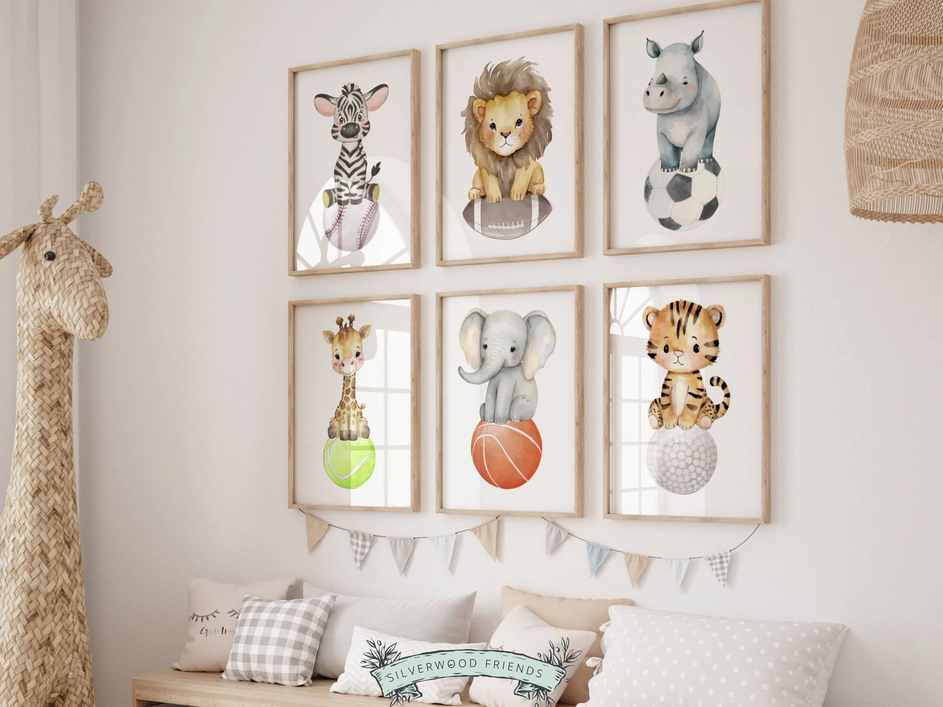 Safari Animal Sport Nursery Print Set of 6