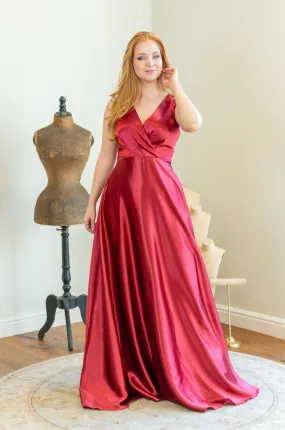 Satin Queen Size Dress - Bordeaux