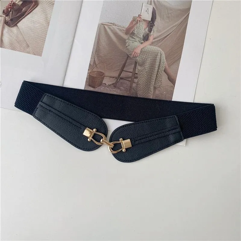 Simple Elastic Waist Belt with Metal Buckle