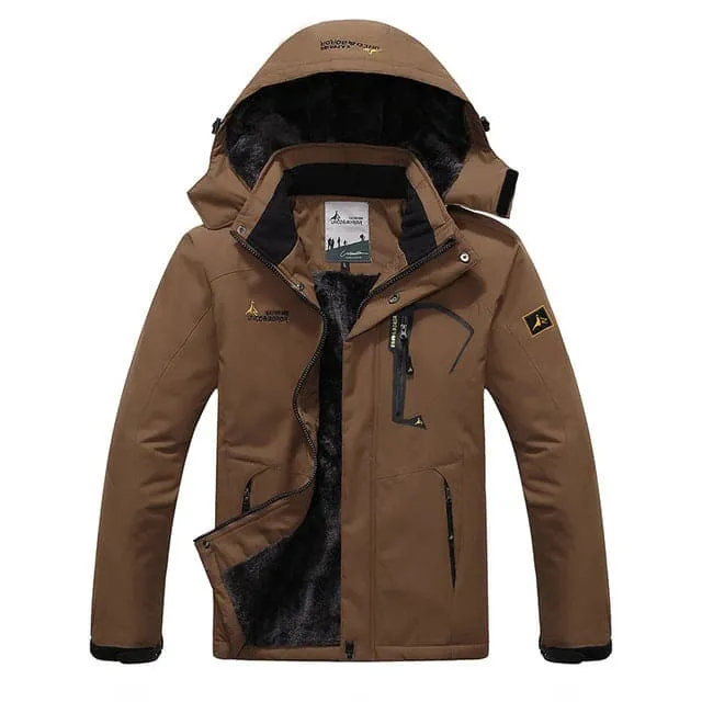 UNCO & BOROR Men's Sports Fashion Khaki Brown Coat Jacket Premium Quality Windproof Hooded Thick Winter Parka Coat Jacket