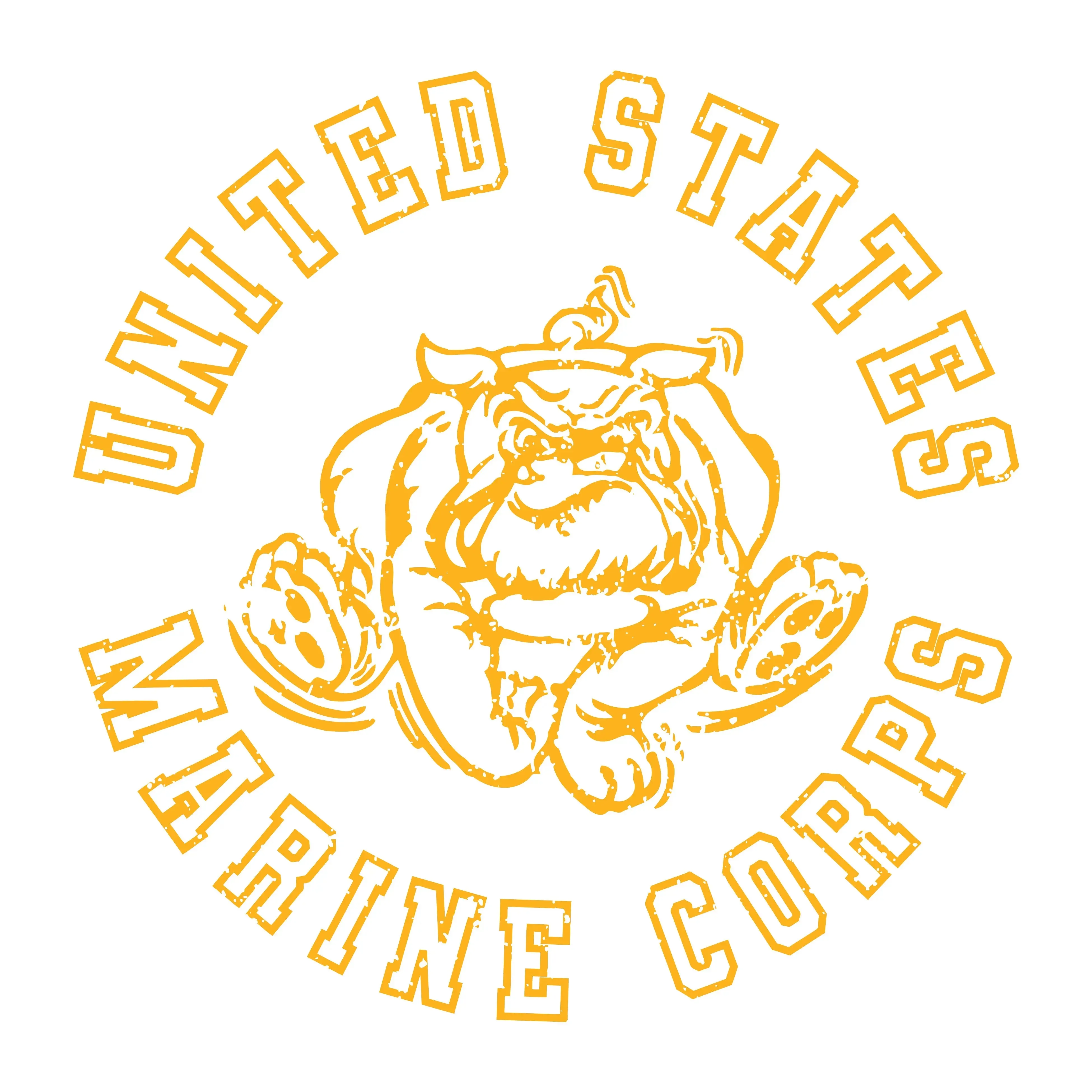 USMC Gold Vintage Bulldog 2-Sided Red Tee