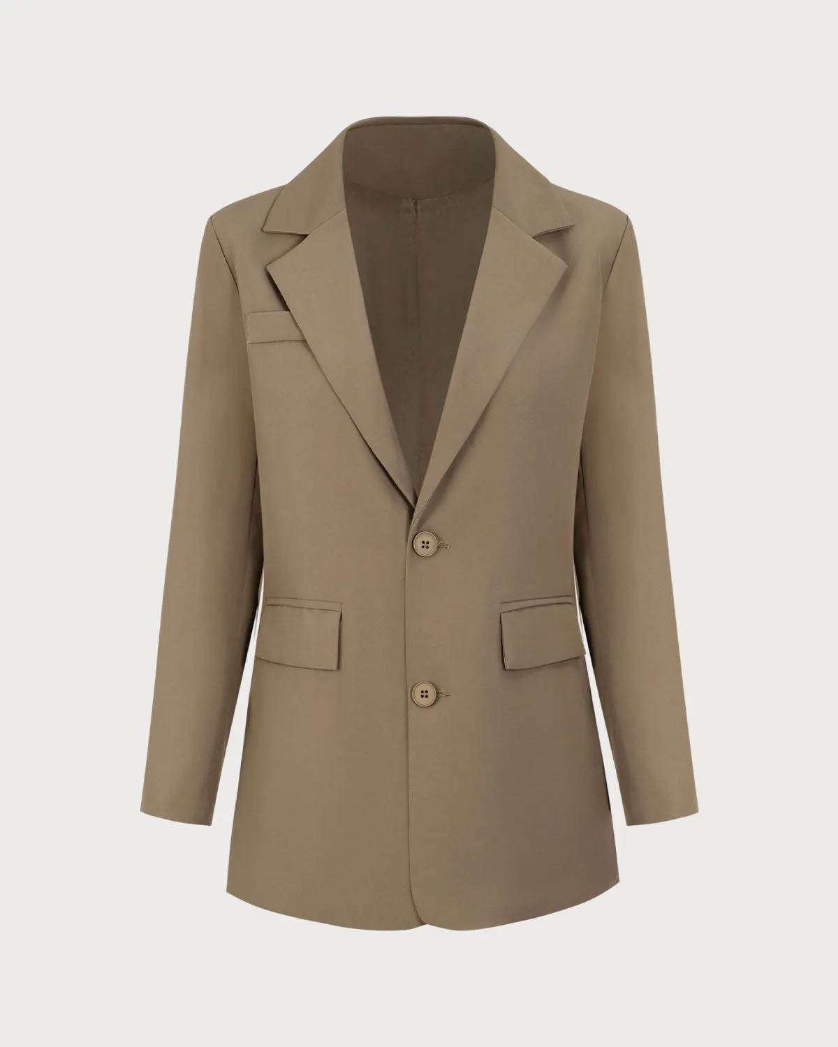 Women's Single-Breasted Khaki Pocket Blazer